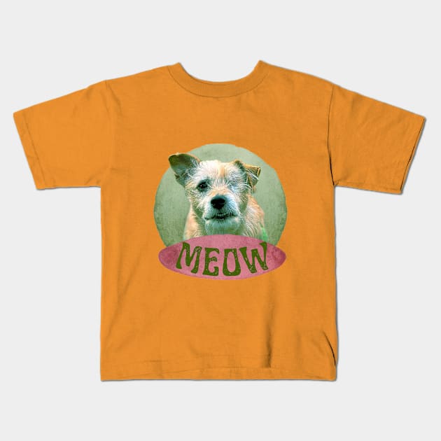 Meowing dog with one eye Kids T-Shirt by happygreen